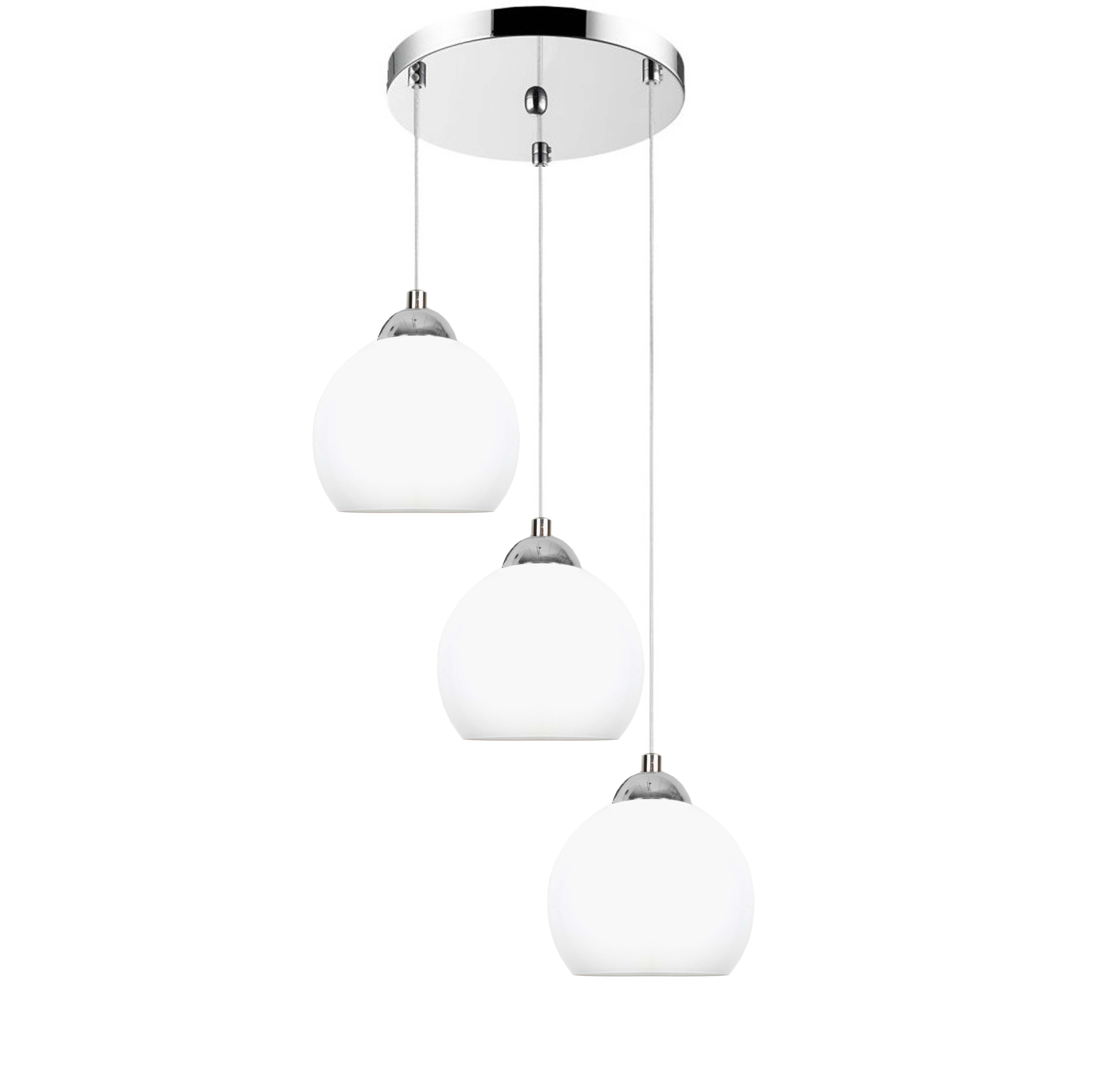 Lampa wisząca sufitowa chrom do salonu OLEX białe kule 3xE27 Edylit