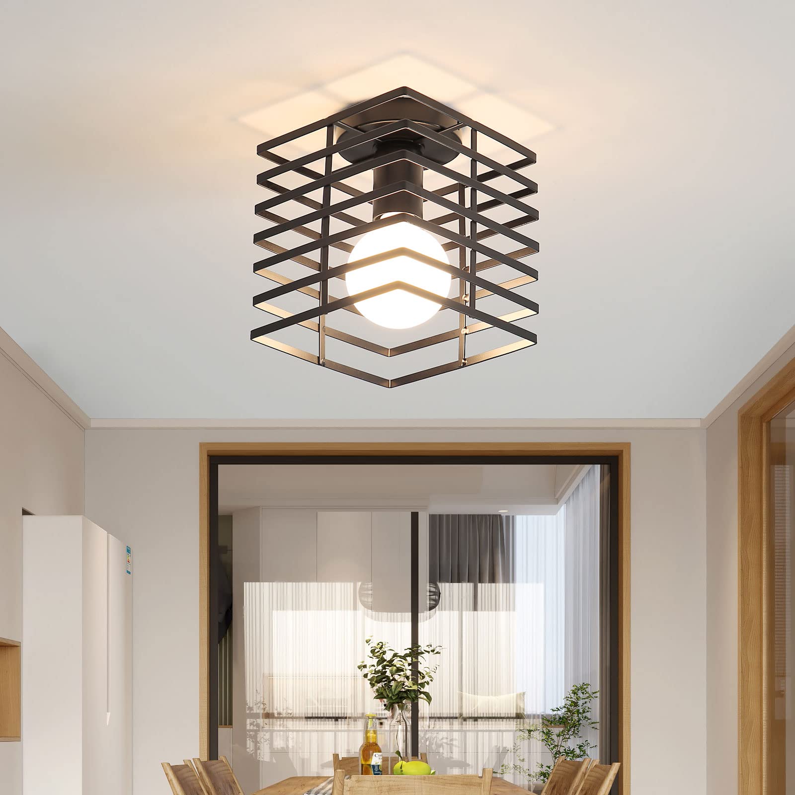 Lampa sufitowa stylu industrialnym retro sztuka metalowy kinkiet kwadratowa żelazna lampa sufitowa odpowiednia kawiarni restauracji żarówki zestawie