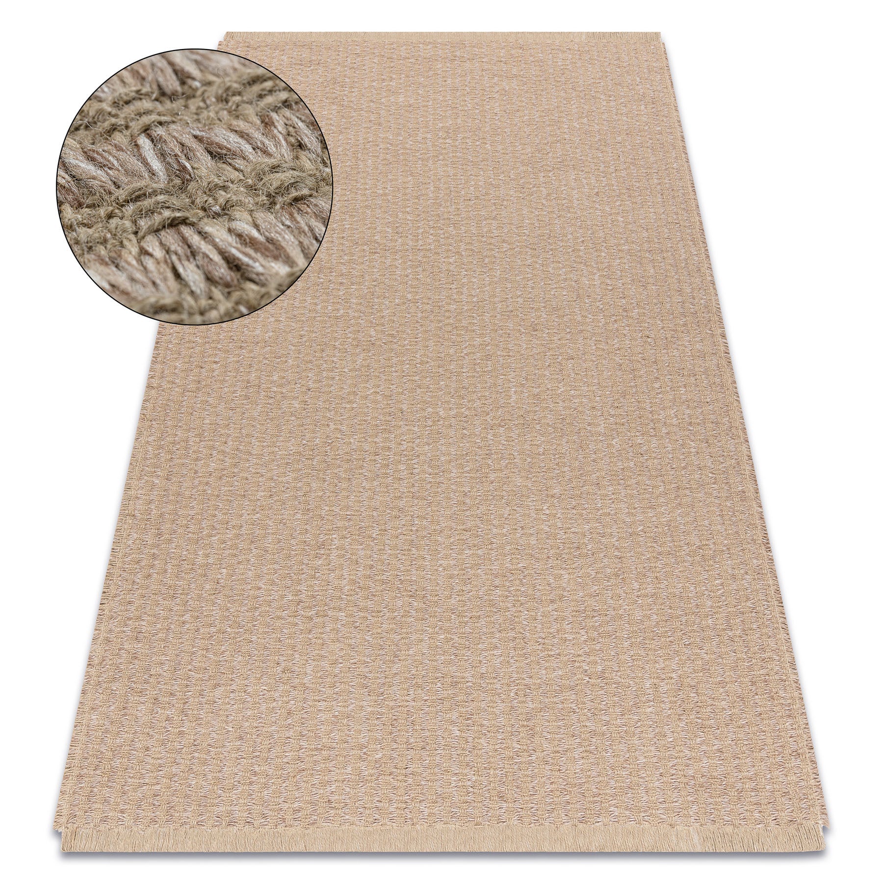 Dywan JUTE 3650 beż linie - jutowy, płaskotkany, frędzle 80x150 cm