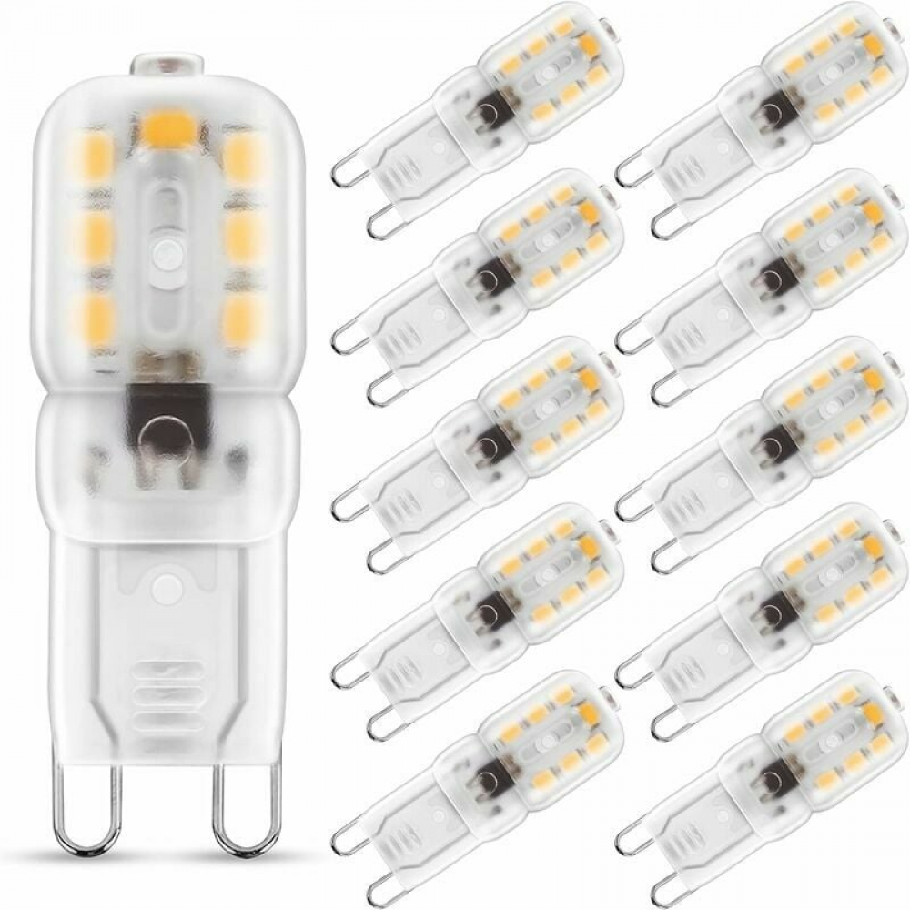Żarówka LED G9 3W, ciepła biel 3000K, 230V AC, 220lm, szeroki kąt wiązki 360°, trzonek G9, opakowanie 10 sztuk [klasa energetyczna A+]