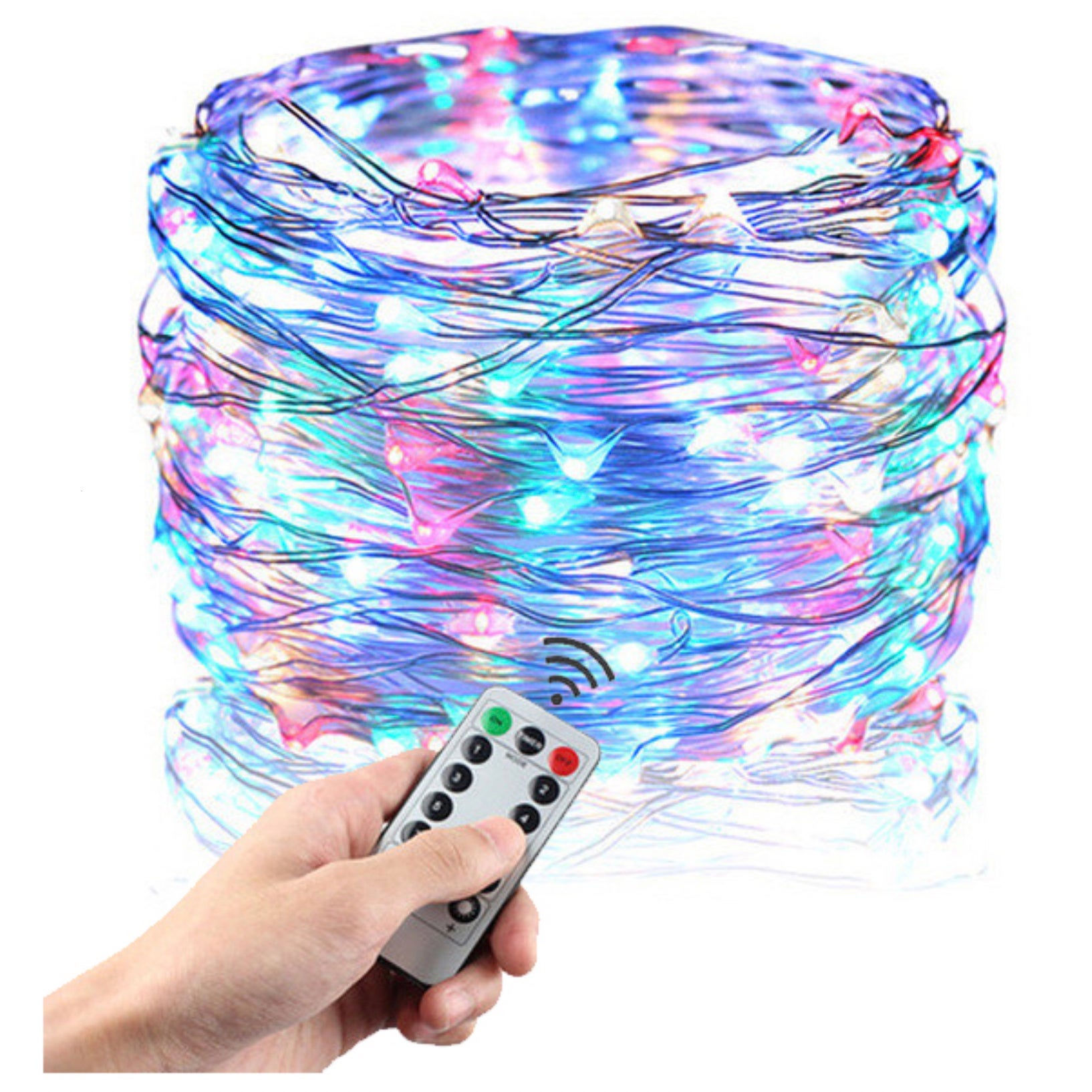 Lampki LED na Druciku 50x – Wielokolorowe 5M z USB | 8 Trybów Świecenia | Pilot Bezprzewodowy, Kąt Świecenia 360°