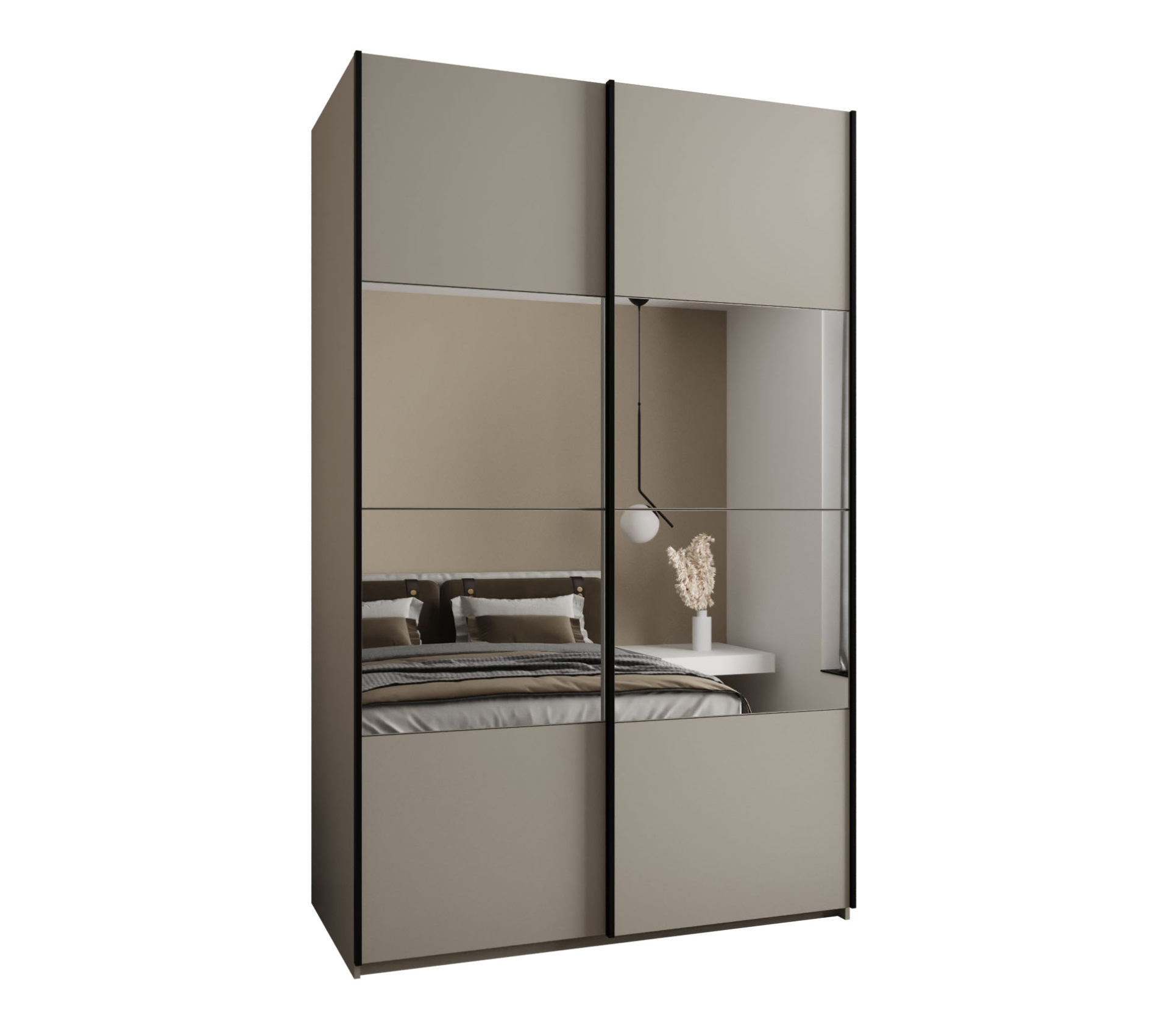 Szafa przesuwna wysoka Lux 4 160 x 64 x 245,5 cm kaszmir + kaszmir + u. czarny - Abiks Meble