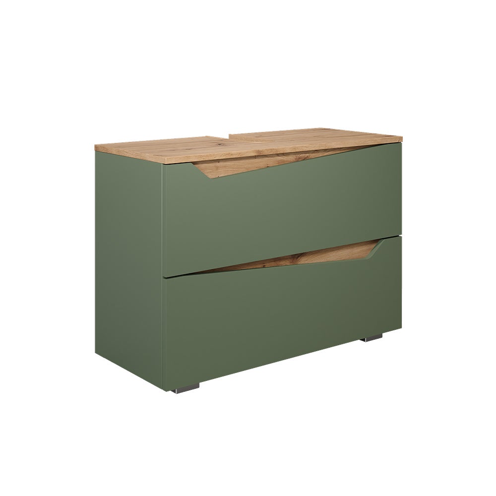 Vicco Szafka na wannę Marelle, Zielony/rzemieślniczy, 80 x 57.5 cm z 2 szufladami