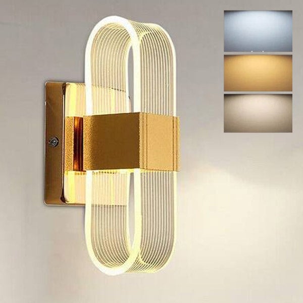 Kinkiet LED - 12W z możliwością ściemniania, 3 temperatury barwowe światła - do dekoracji domu, sypialni, korytarza - nowoczesny design, (20.5x10cm)