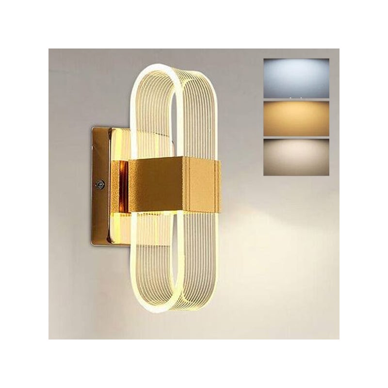 Kinkiet LED - 12W z możliwością ściemniania, 3 temperatury barwowe światła - do dekoracji domu, sypialni, korytarza - nowoczesny design, (20.5x10cm)