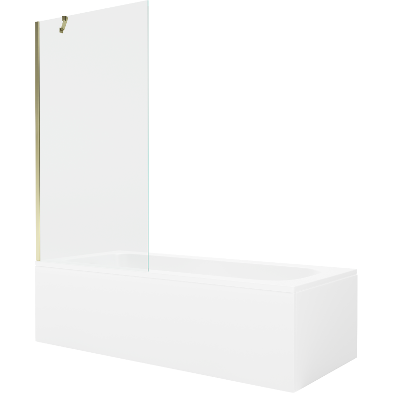 Mexen Vega wanna prostokątna 150 x 70 cm z obudową i parawanem 1-skrzydłowym 90 cm, transparent, złoty - 550115070X9509000050