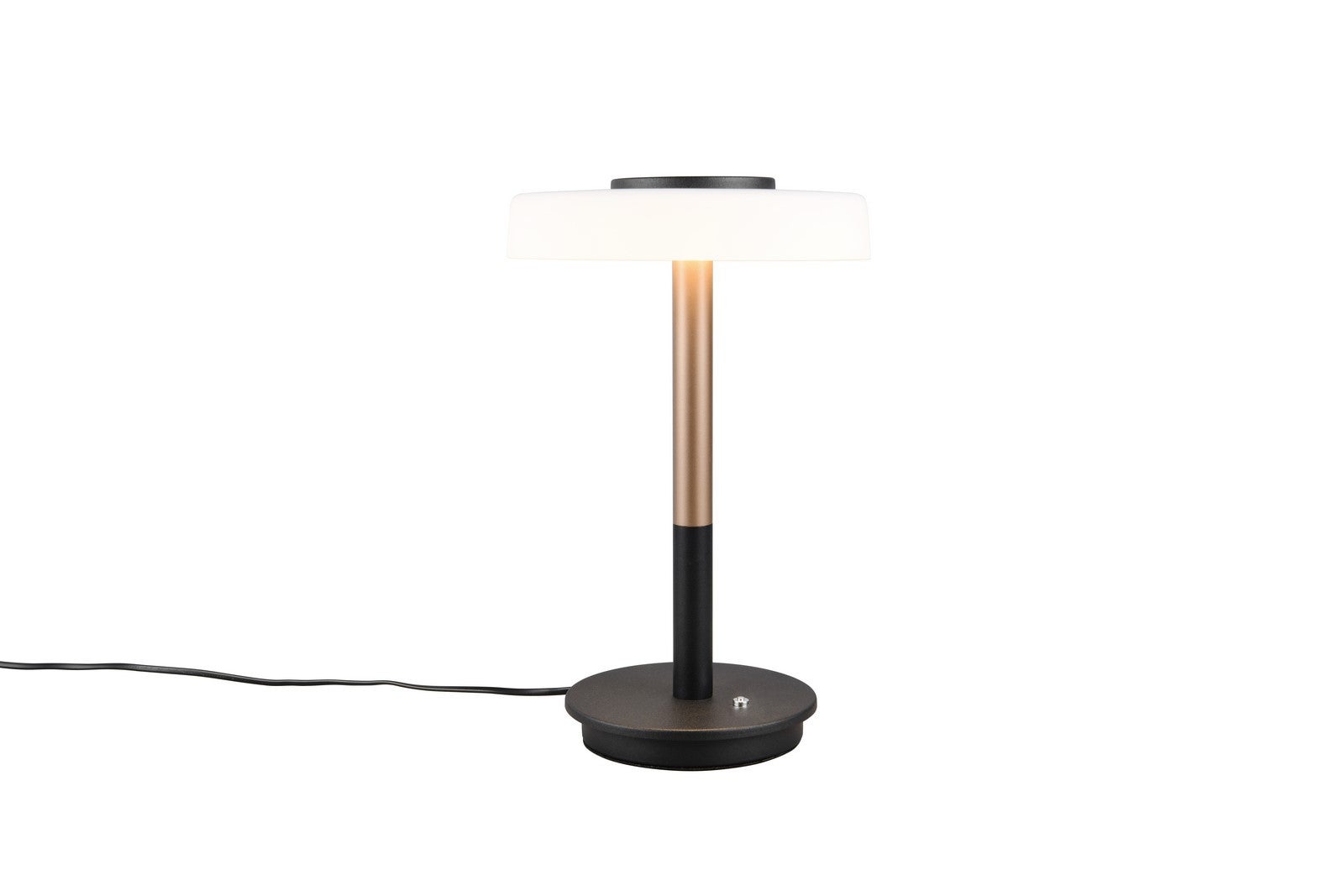 Lampa stołowa nowoczesna do salonu sypialni okrągła futurystyczny szklany biały klosz ciepła barwa LED 10W CELESTE Trio