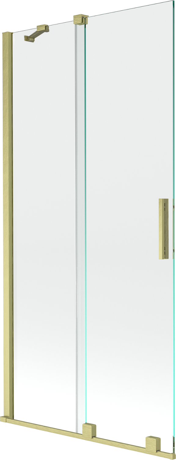 Mexen Velar parawan nawannowy 2-skrzydłowy rozsuwany 95 x 150 cm, transparent, złoty szczotkowany - 896-095-000-01-55