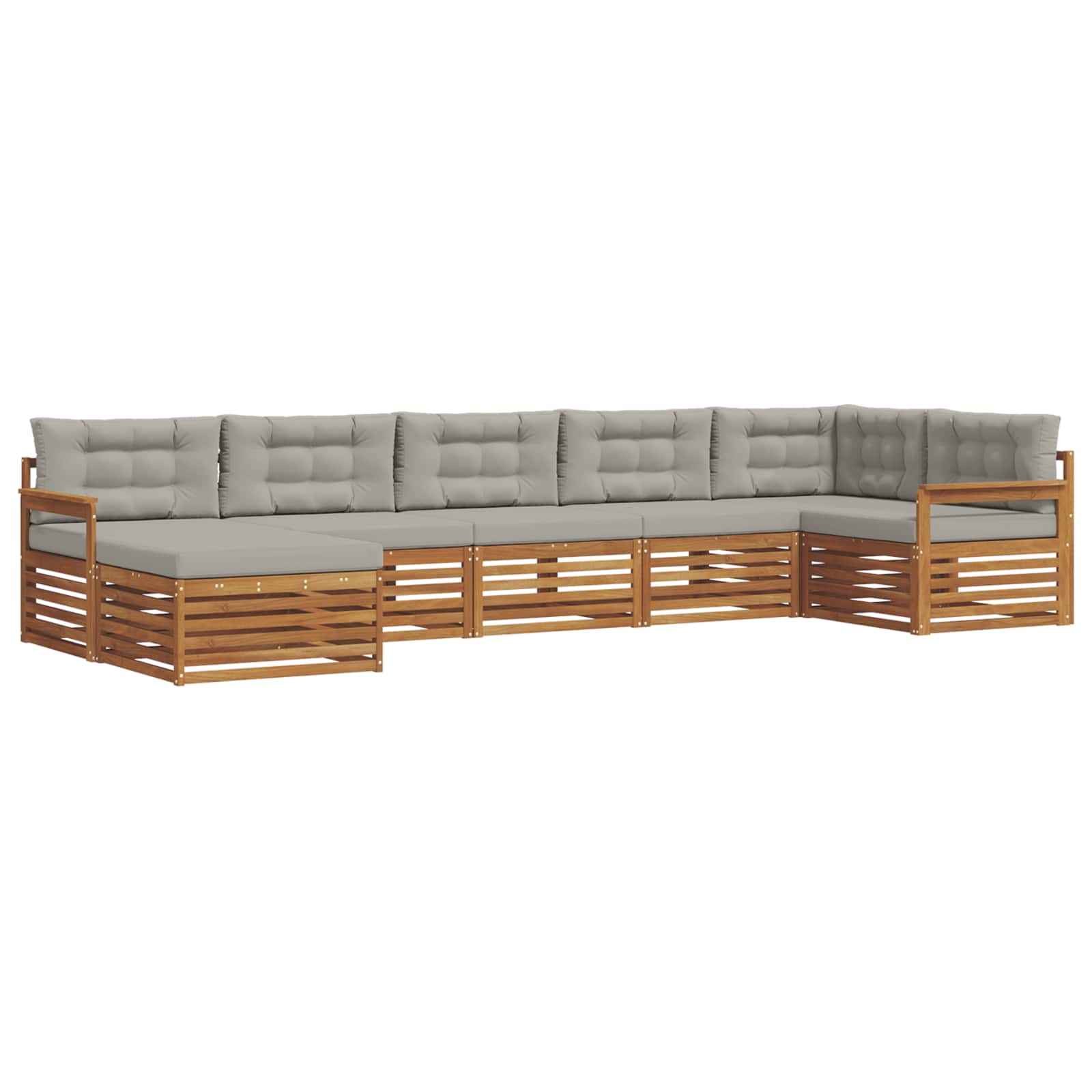 Zestaw sof na zewnątrz z poduszką 7 pcs Naturalny i Jasny Szary