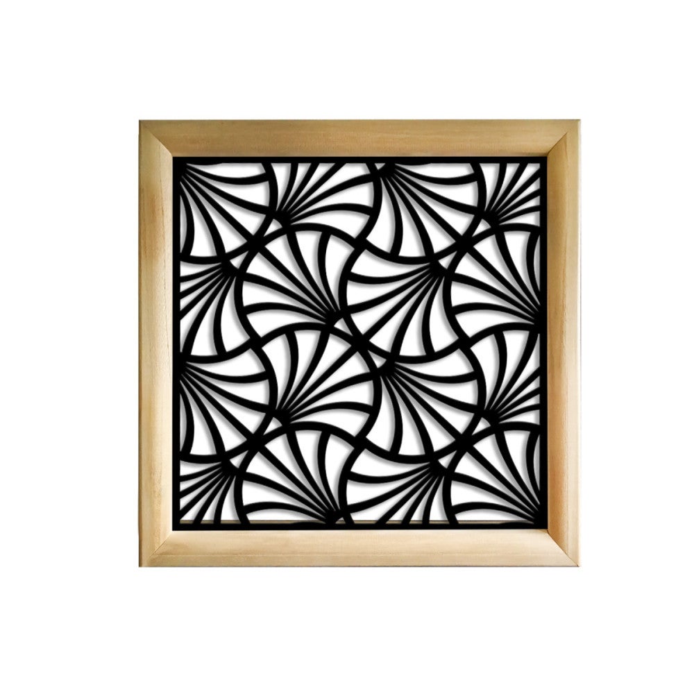 DZWONKI - Kwadratowe moduły dekoracyjne z drewna i PVC - Rozmiar 98x98 cm - Grubość 64 mm - Kolor wewnętrzny CZARNY