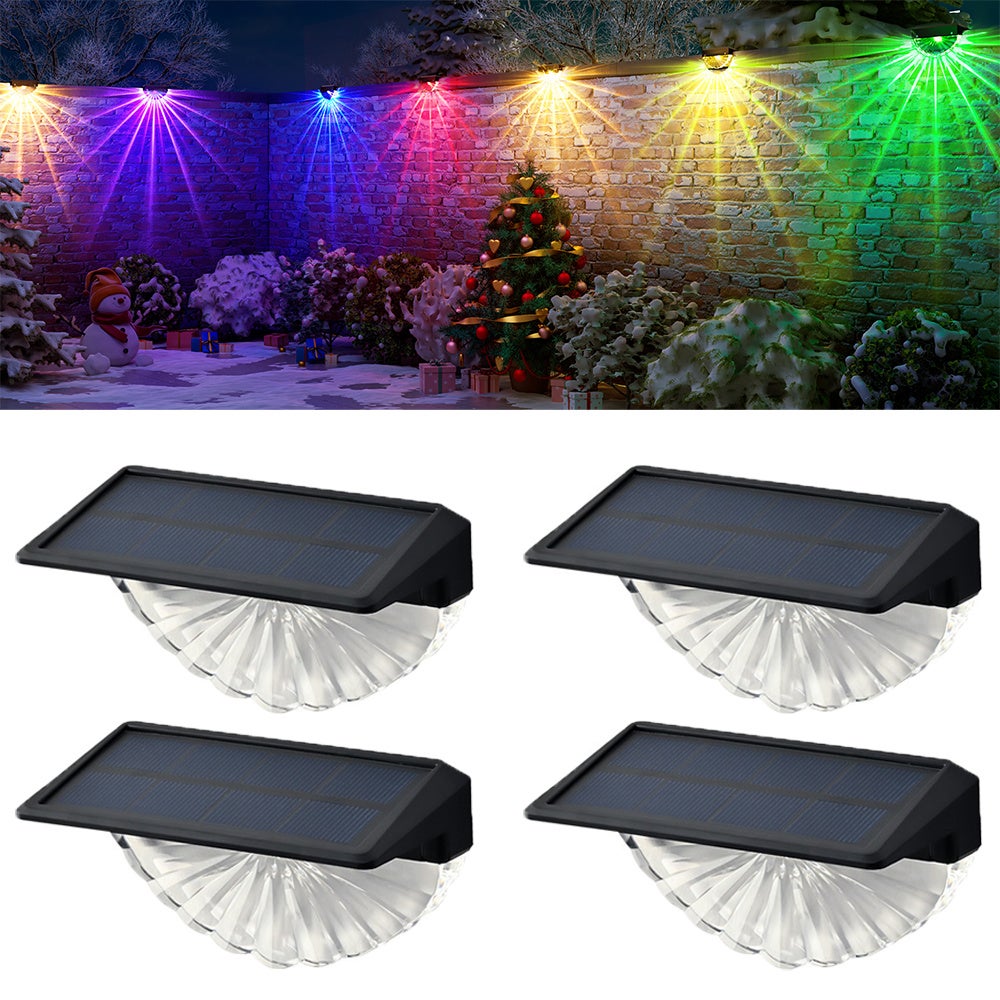 Zestaw lamp solarnych LED RGB do ogrodzenia oświetlenie wachlarzowe trybów oświetlenia wodoodporne oświetlenie zewnętrzne do balustrady dziedziniec