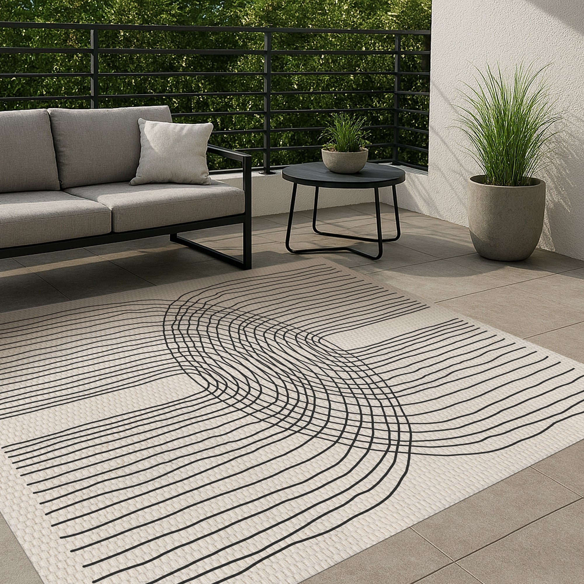 Dywan z PVC do wnętrz i na zewnątrz Conexion 200x300 cm - Winyl drukowany, antypoślizgowy, zmywalny, odporny — na taras i do domu.