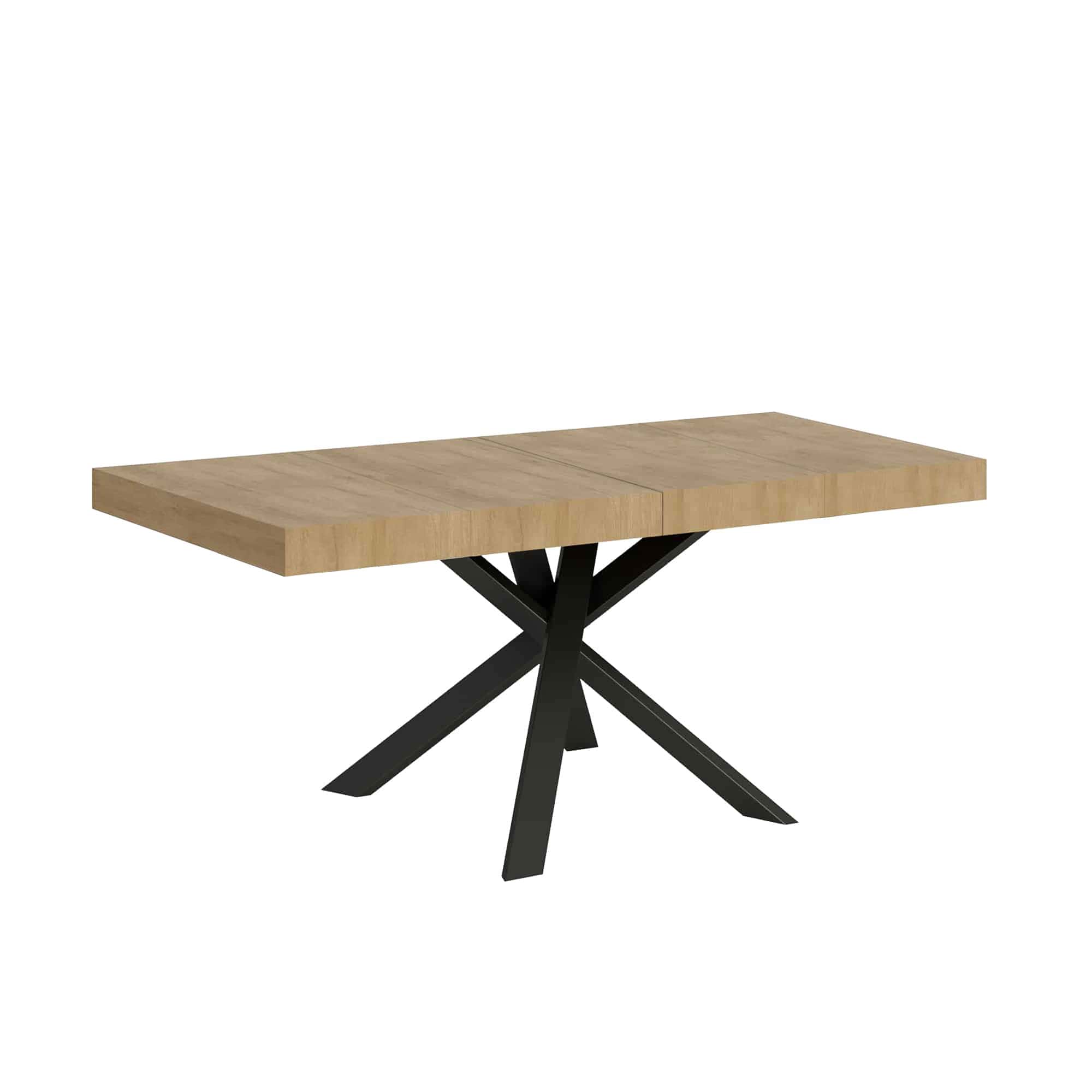 Stół rozkładany Clerk Premium 90x90/194 cm, blat dębowy naturalny, nogi antracytowe