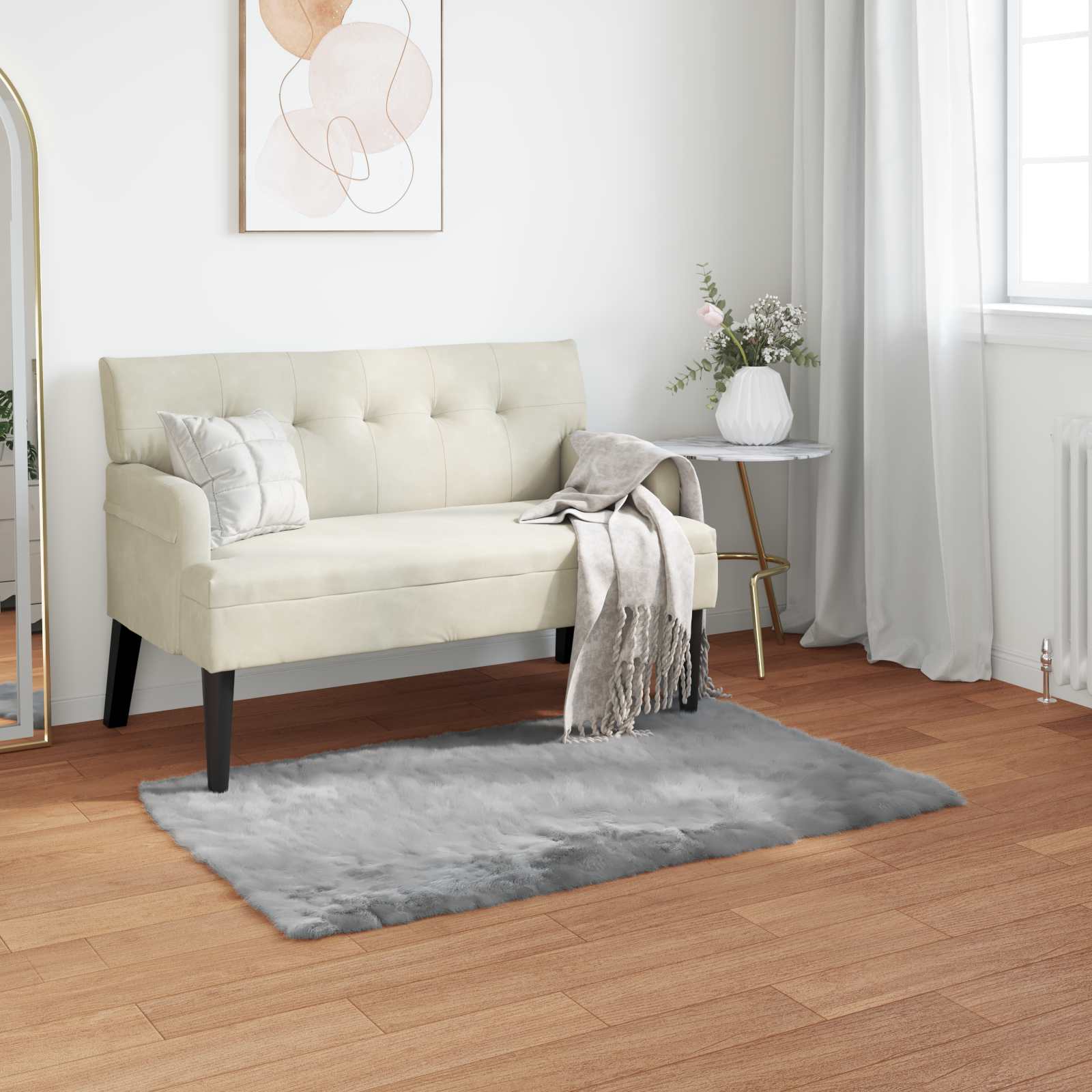 Dywan z sztucznej owczej skóry TAFALLA Szary 60 x 110 cm vidaXL