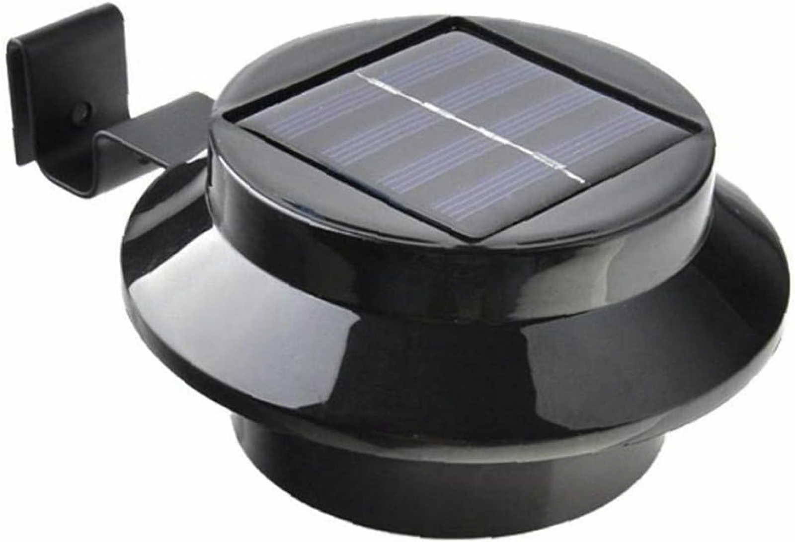 Solarna lampa rynnowa, ciepłe białe światło, czarna.