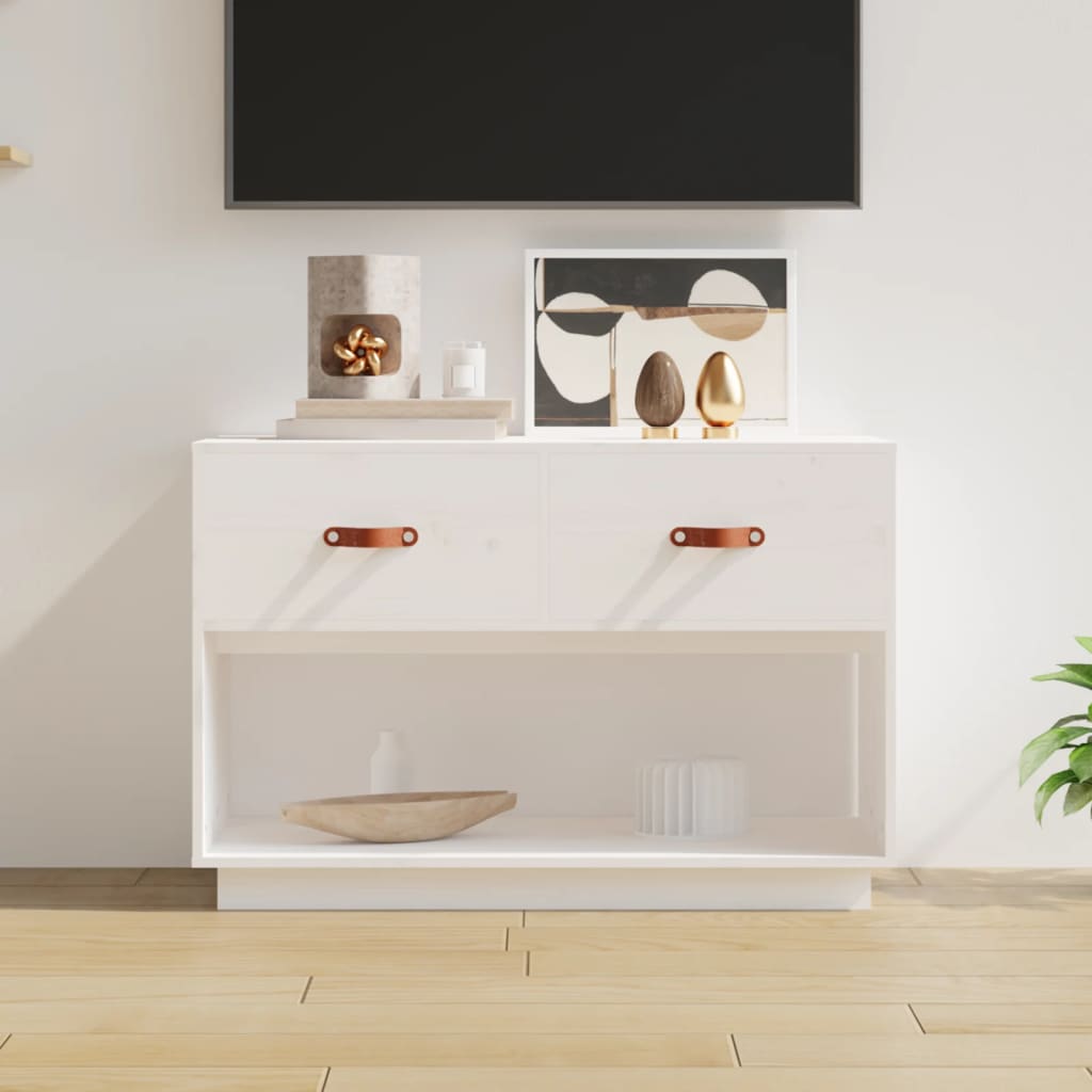 Szafka pod telewizor, biała, 90x40x60 cm, lite drewno sosnowe vidaXL