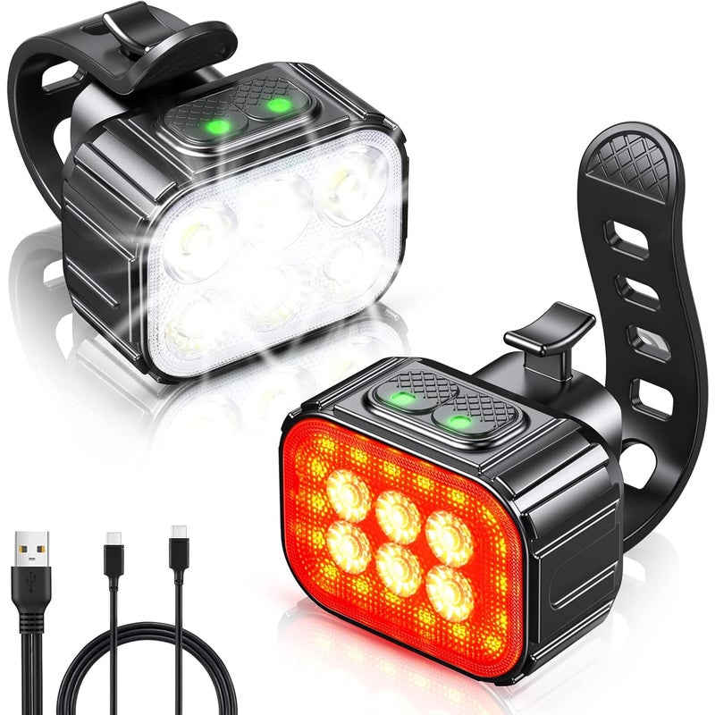 Lampka Rowerowa z Punktowym i Rozproszonym Światłem Ładowana przez USB Wodoodporna Lampa Rowerowa LED x x Trybów Jasności Oświetlenie Rowerowe