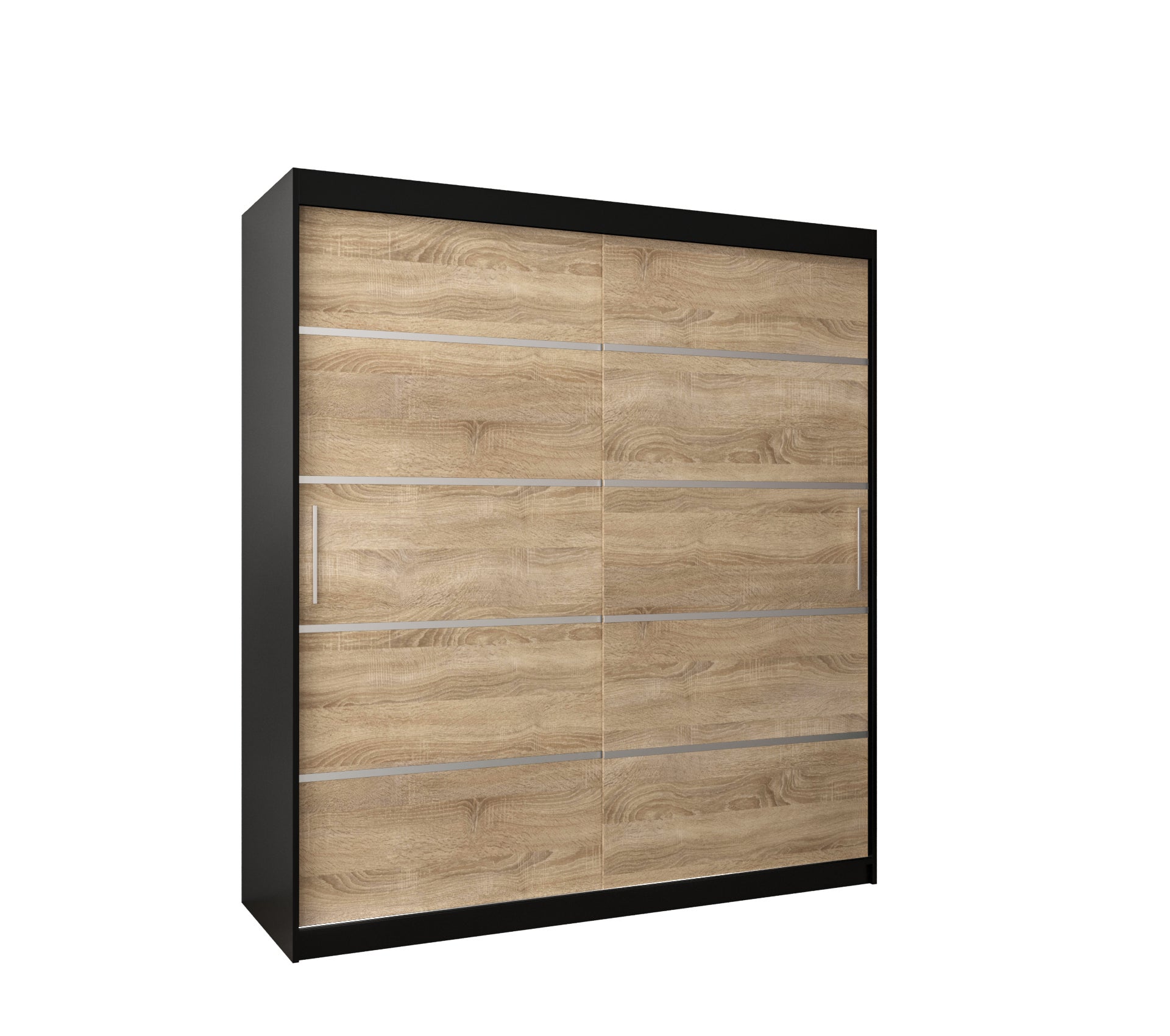 Szafa przesuwna garderoba Verona 1 180 x 62 x 200 cm Czarny + Sonoma - Abiks Meble