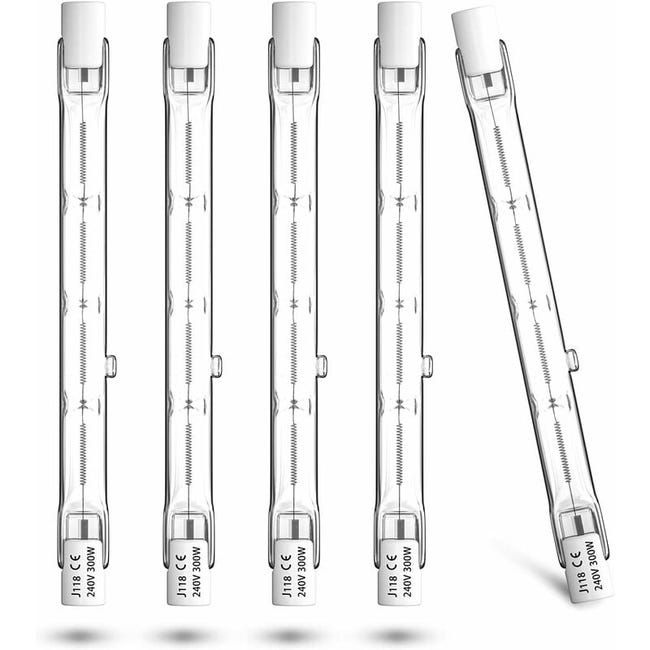 5 szt. żarówek halogenowych, 300 W, ściemnialna żarówka halogenowa J118 R7s, 118 mm, liniowe halogenowe światło punktowe, ciepła biel, 2800 K, ściemn