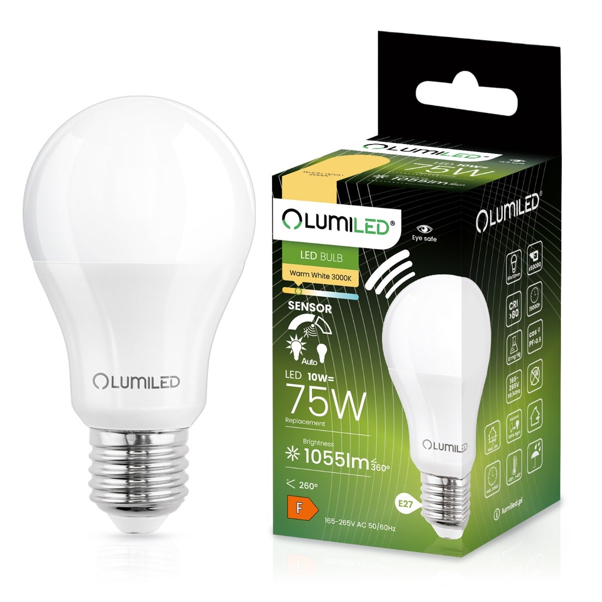 Żarówka LED Lumiled E27 A60 10W 1055lm 3000K Ciepła biel 260st 1 szt.
