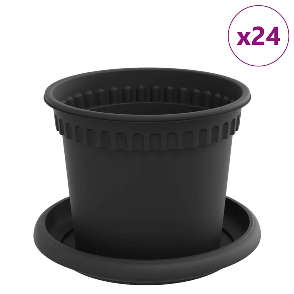 Doniczki 24 pcs Czarny Ø 12,5 x 10 cm Z tworzywa sztucznego