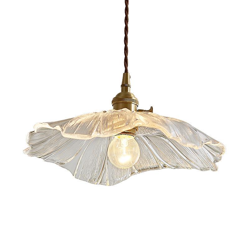 Lampa wisząca nocna z kryształu w kształcie liścia lotosu
