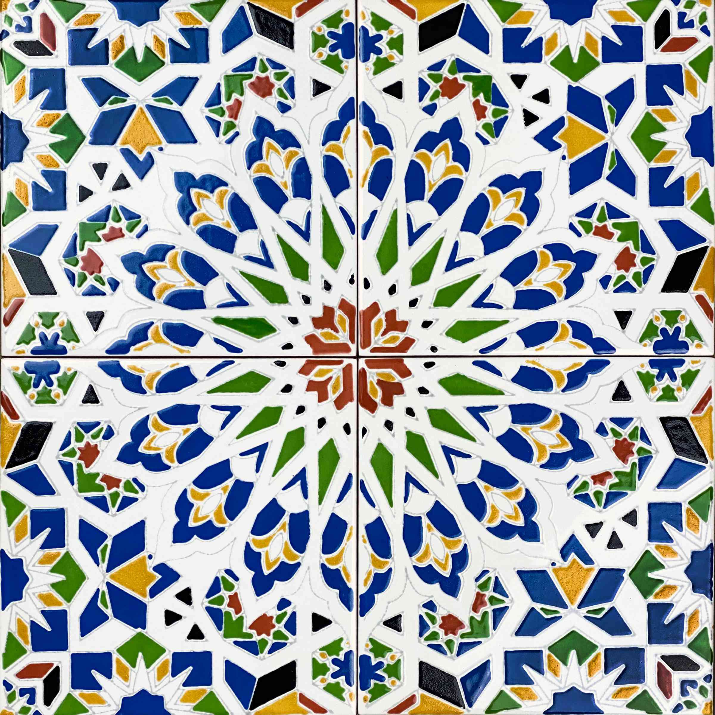 Cerames – marokańskie płytki ceramiczne 20×20 cm "Nazir" – opakowanie 12 szt. (0,48 m²) – orientalne motywy.