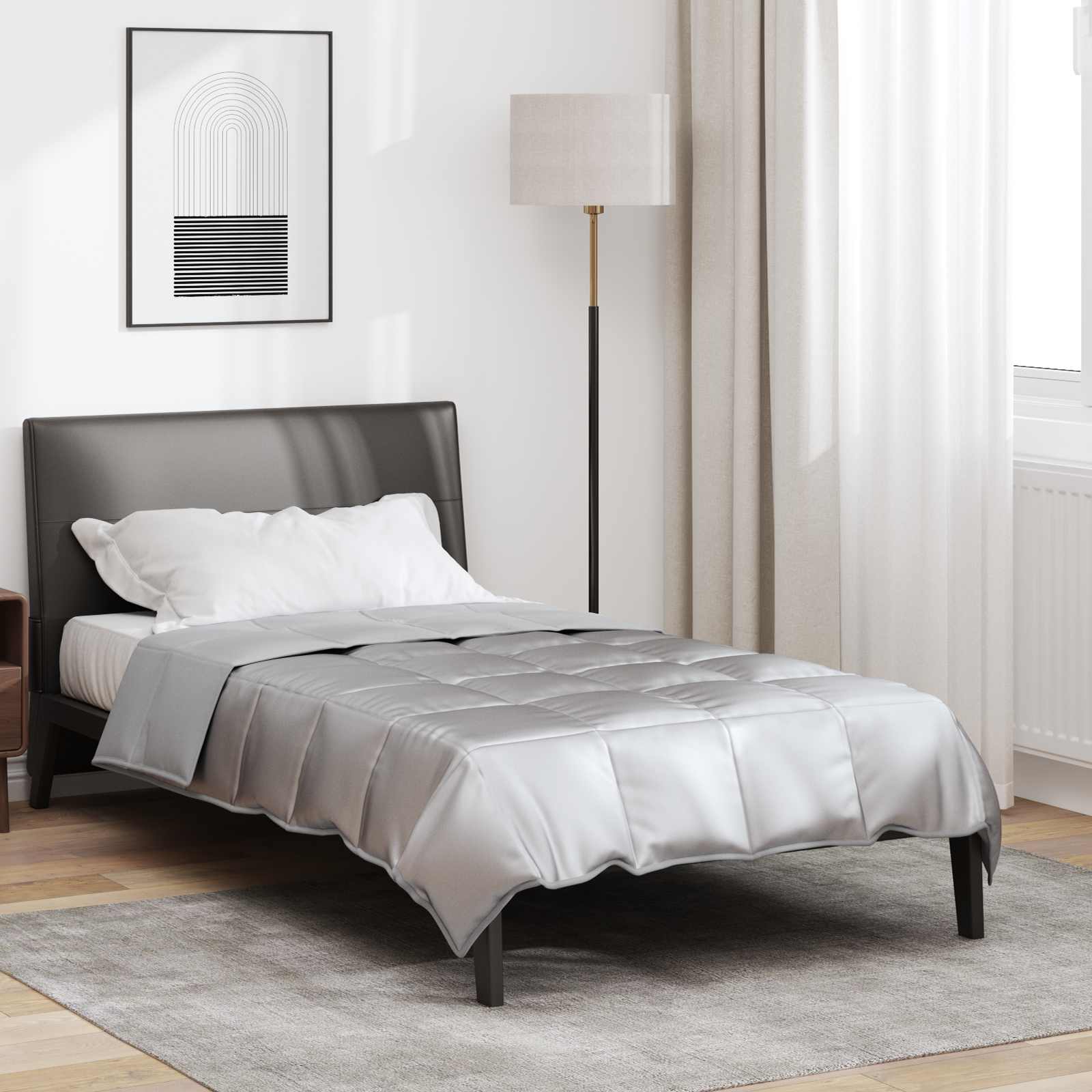 Kołdra na cały rok Srebrny 155 x 220 cm Satyna i Mikrofibra vidaXL