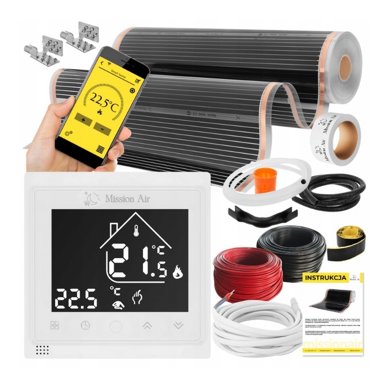 Zestaw folii grzewczych IR SILVER 160W 6m²,szer.100cm + Libra Biały