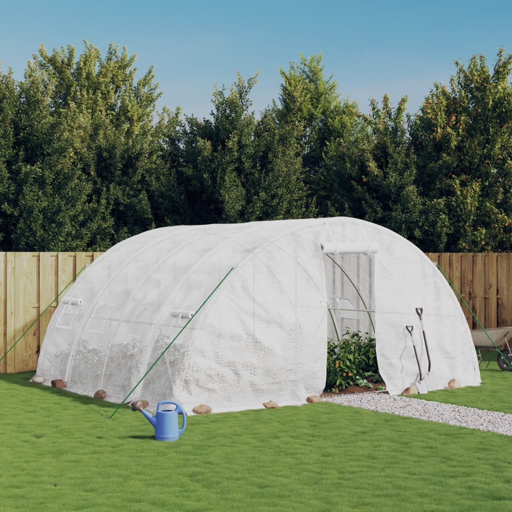 Szklarnia ze stalową ramą, biała, 20 m², 5x4x2,3 m vidaXL