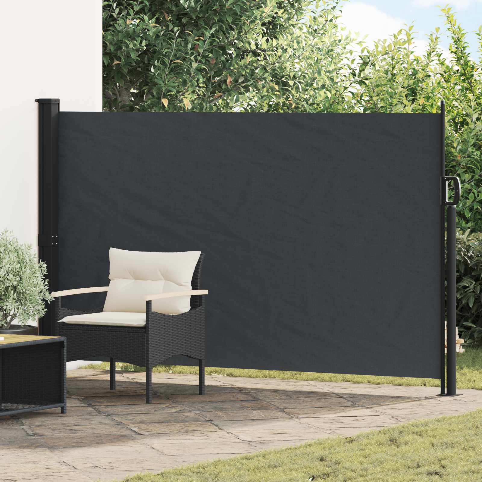 Rozkładany boczny markiz Czarny 300 x 170 cm Poliester vidaXL