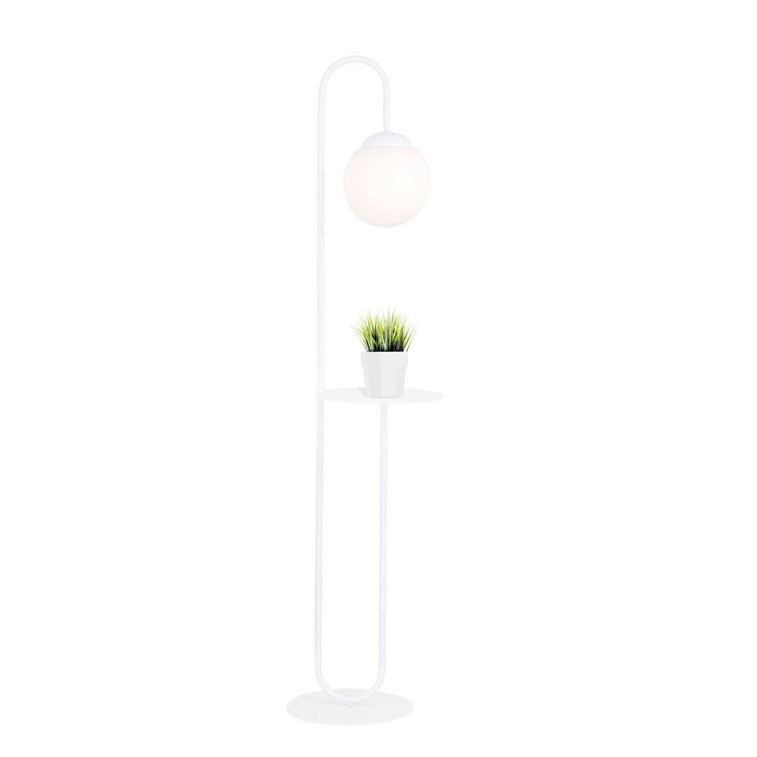 Lampa stojąca podłogowa biała stolik kwietnik 1xE27 15W BARI Emibig