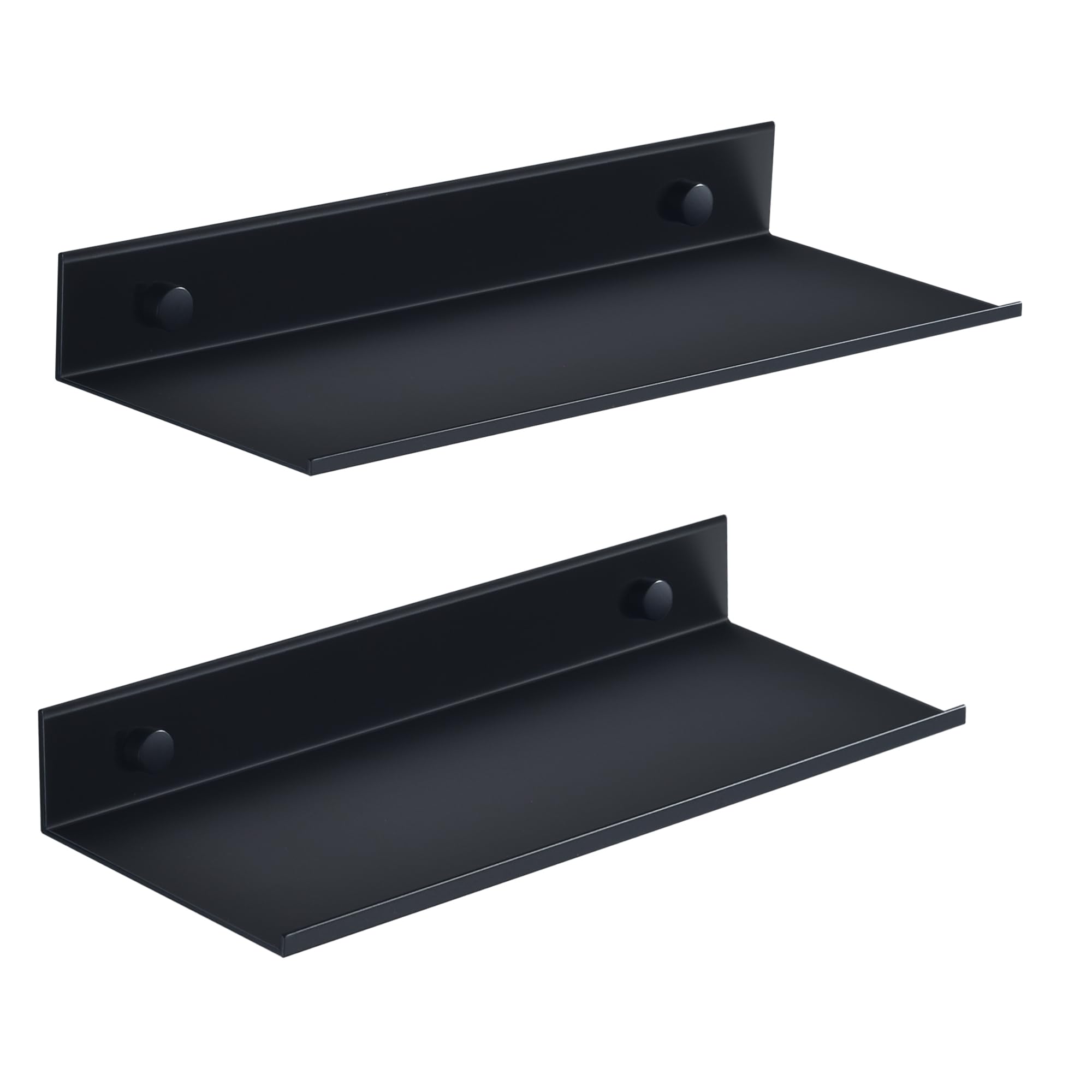 Etagere do łazienki bez wiercenia, czarna półka ścienna 2 sztuki, metalowa półka prysznicowa 30 cm, dekoracyjna półka wisząca (30 cm, czarna)