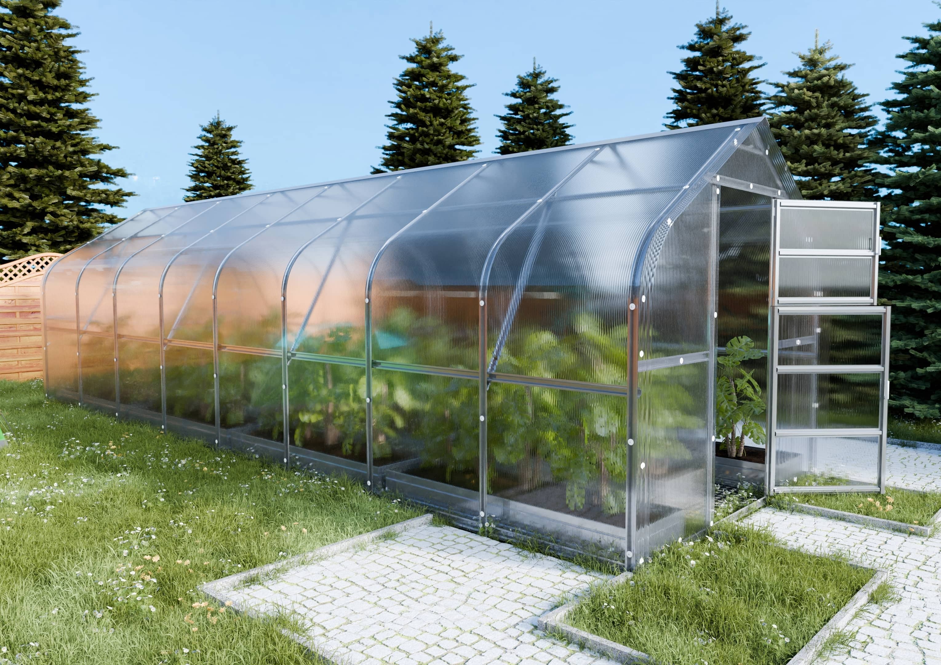 Szklarnia KLASIKA DROP 20 m2, 2,5 m x 8 m, 6 mm z powłoką z poliwęglanu 1szt.