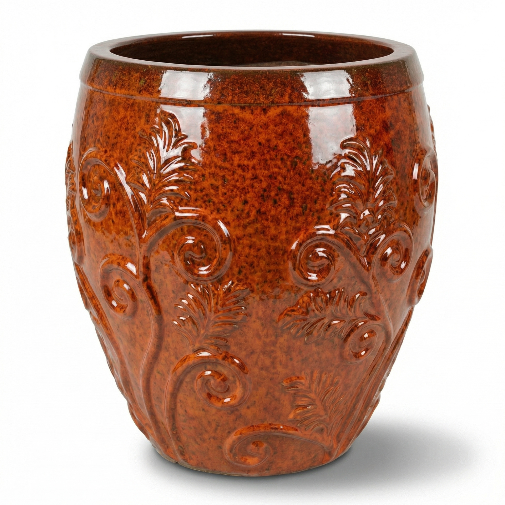 Donica ceramiczna Provencelia GAIA Pomarańczowy, sred.53 x H57 cm, mrozoodporna, rękodzieło, szkliwiona