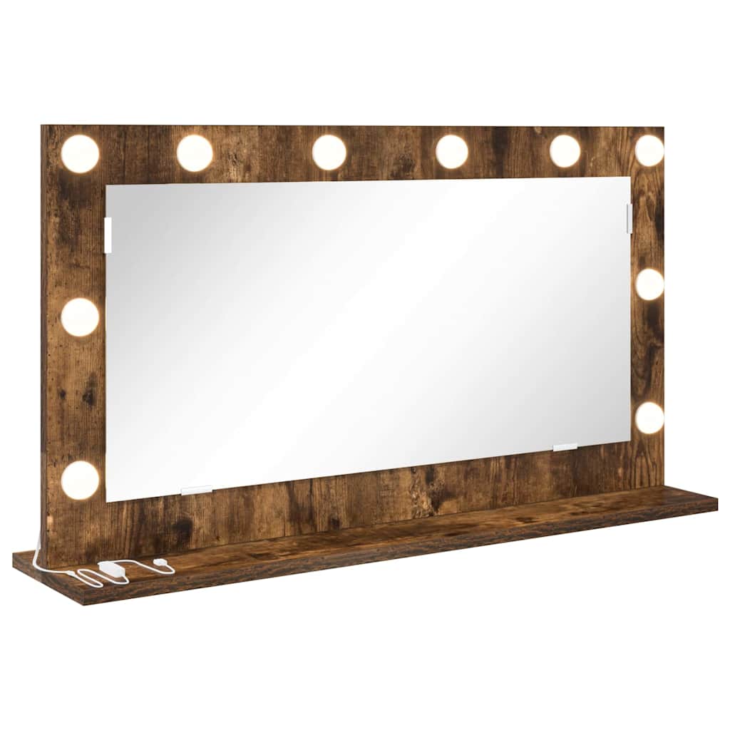 Lustro do Toaletki Prostokątne z Oświetleniem LED 80x45 cm Dąb Wędzony