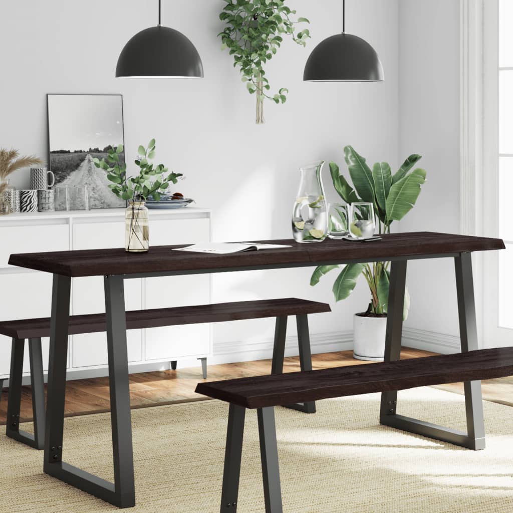 vidaXL Blat, ciemnobrązowy 180x60x(2-4)cm drewno z naturalną krawędzią