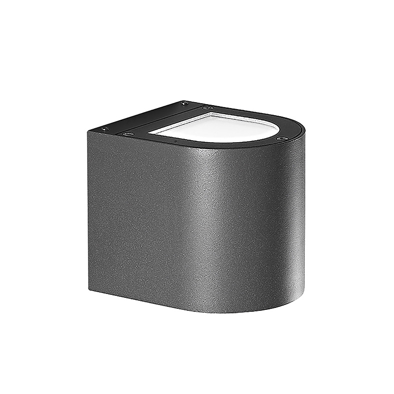 Srebrna lampa ścienna LED 9 W, okrągła, dwuemisyjna, antracytowa, 4000 K, 60°, IP65 – Rossini Group | Designerskie oświetlenie zewnętrzne