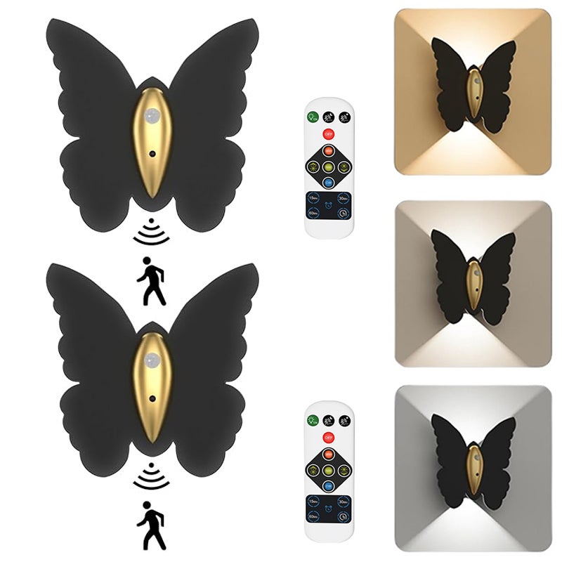 2 akumulatorowe lampy ścienne typu butterfly do ładowania indukcyjnego, zmienna intensywność, 2700 K/4500 K/6000 K, do sypialni.