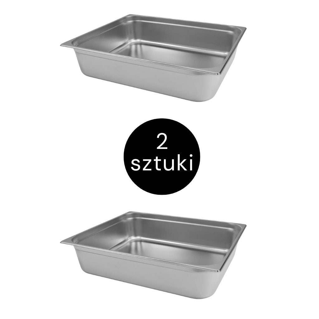 2 x patelnie hotelowe pojemnik gastronomiczny GN ze stali nierdzewnej 2/1 650x530x150mm Mega-M