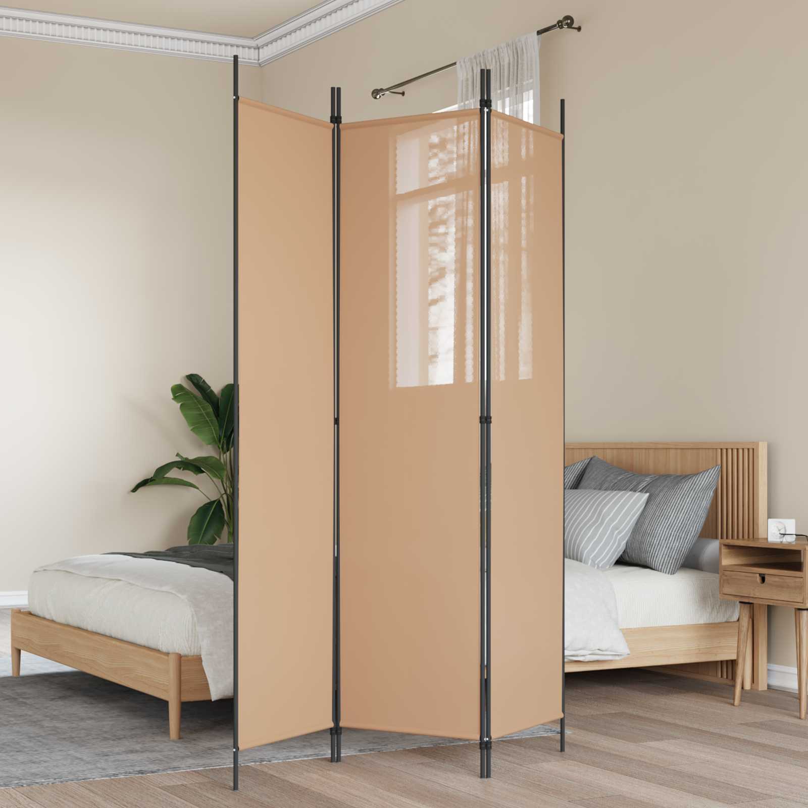 3-panelowy parawan Beżowy 150 x 200 cm tkanina vidaXL