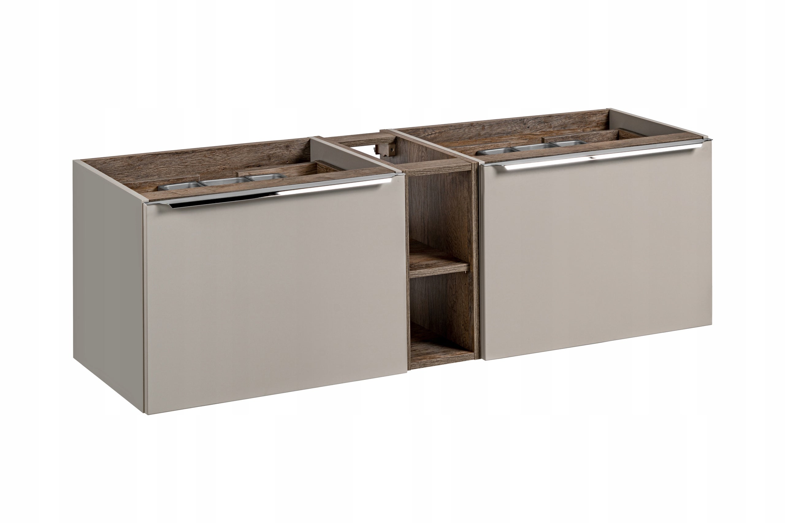 Szafka łazienkowa SANTA FE 140 cm taupe z regałem pod umywalki