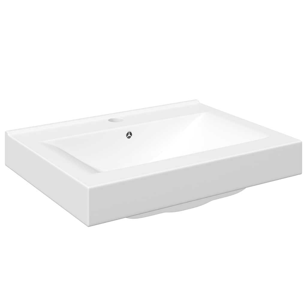 Umywalka Wpuszczana w Blat Ceramiczna Prostokątna Biała do Łazienki 60 cm