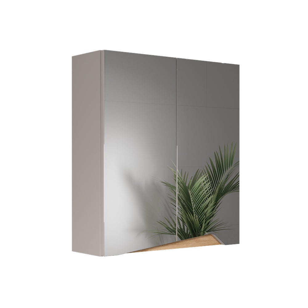 Vicco Szafka z lustrem w łazience Marelle, Szary, 60 x 67 cm z półką o regulowanej wysokości