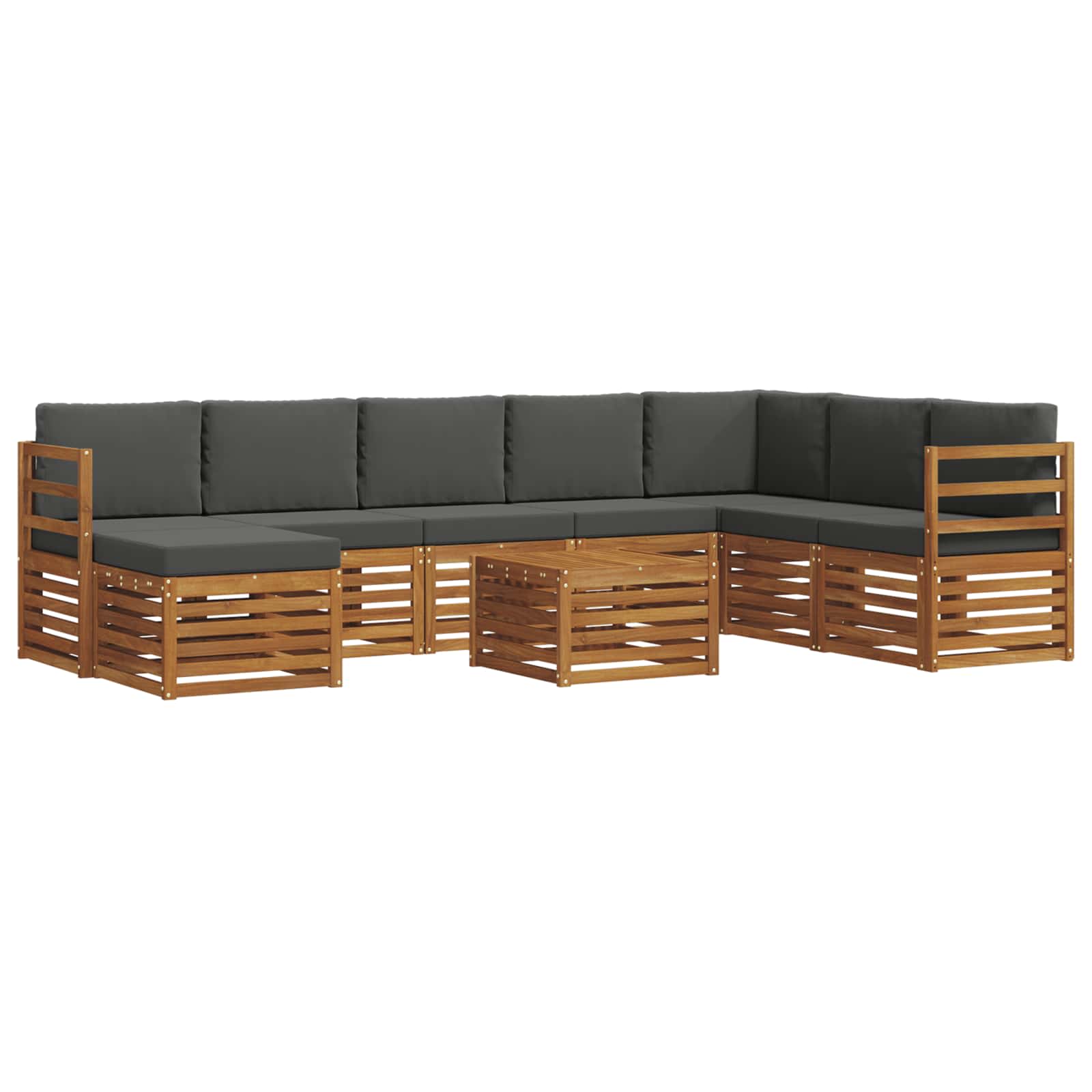 Zestaw sof na zewnątrz z poduszką 9 pcs Naturalny i Antracytowy