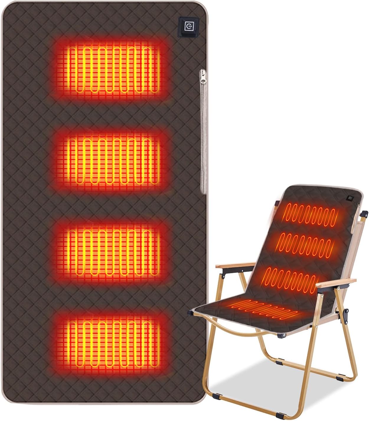 (Kawa) 45 * 90 cm Poduszka na krzesło z podgrzewaniem elektrycznym, elektryczna podkładka grzewcza z 3 poziomami temperatury, podgrzewana poduszka