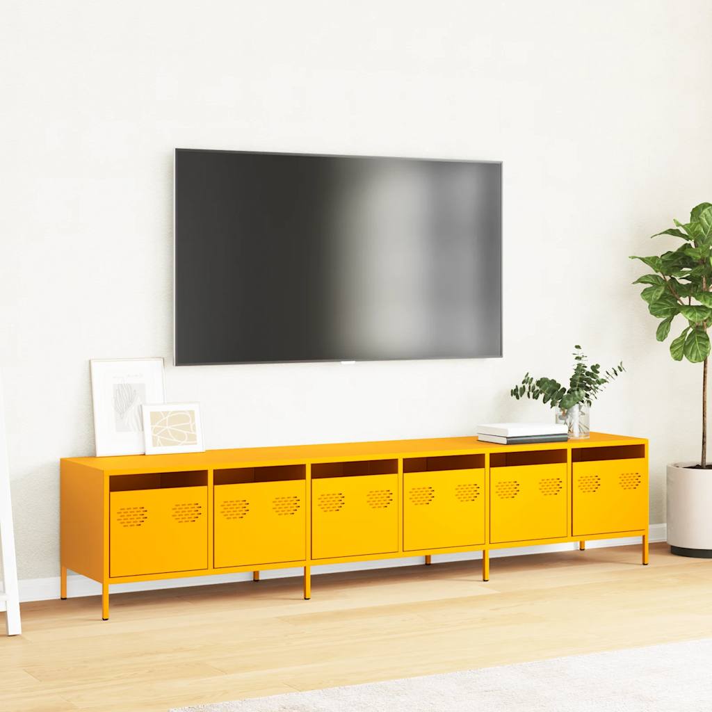 Szafka RTV, żółta, 202x39x43,5 cm, stal walcowana na zimno