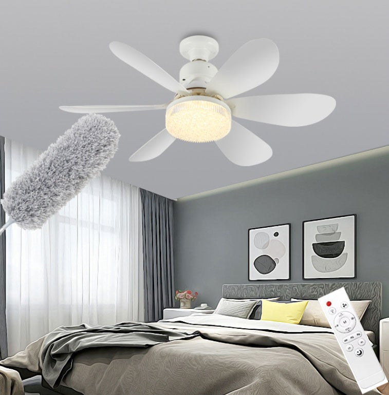 Mały wentylator sufitowy E27 ze śrubą z pilotem do salonu, sypialni, oświetlenie LED 52 cm 40 W, dekoracja kuchni