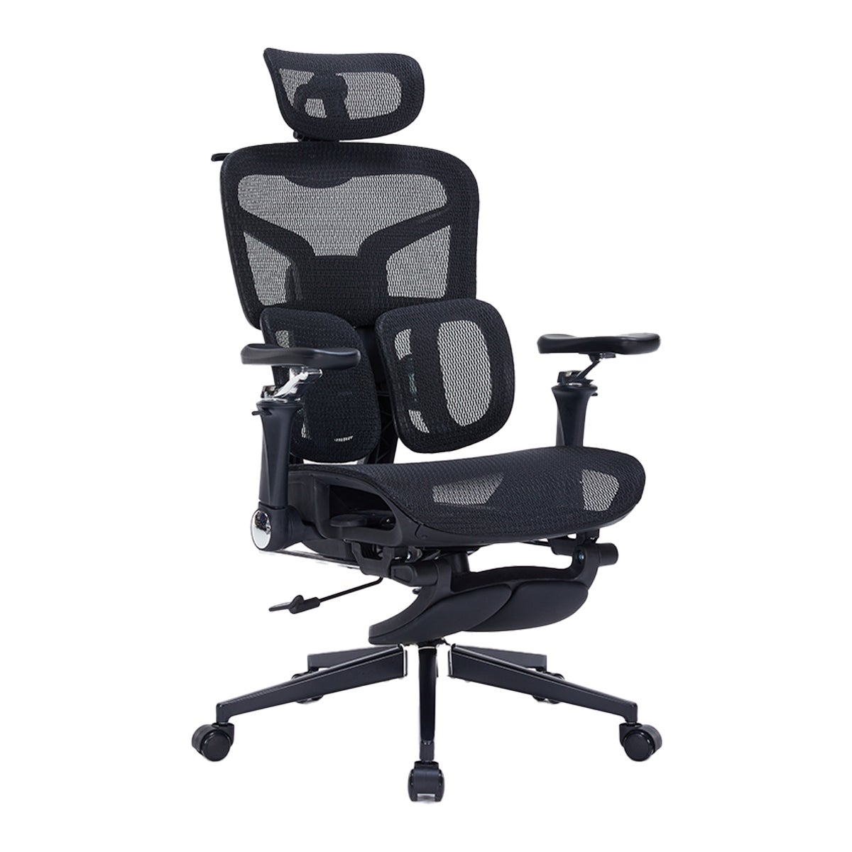 Fotel biurowy ergonomiczny 5D Spacetronik SPRINGO 02 Czarny z wysuwanym podnóżkiem