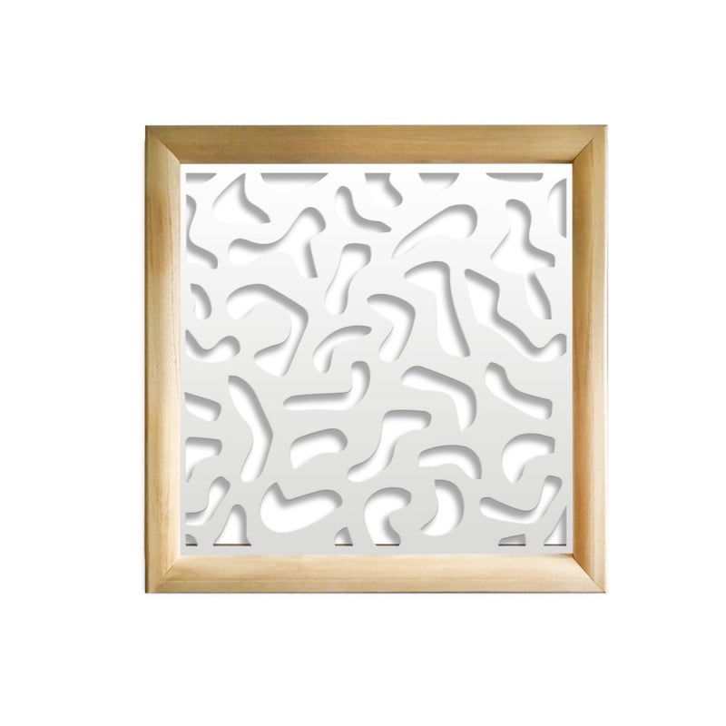 STAINS - Kwadratowe moduły dekoracyjne z drewna i PCV - Rozmiar 98x98 cm - Grubość 64 mm - Kolor wewnętrzny BIAŁY